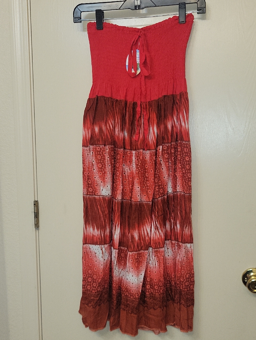 Red Strapless Tie-Front Dress